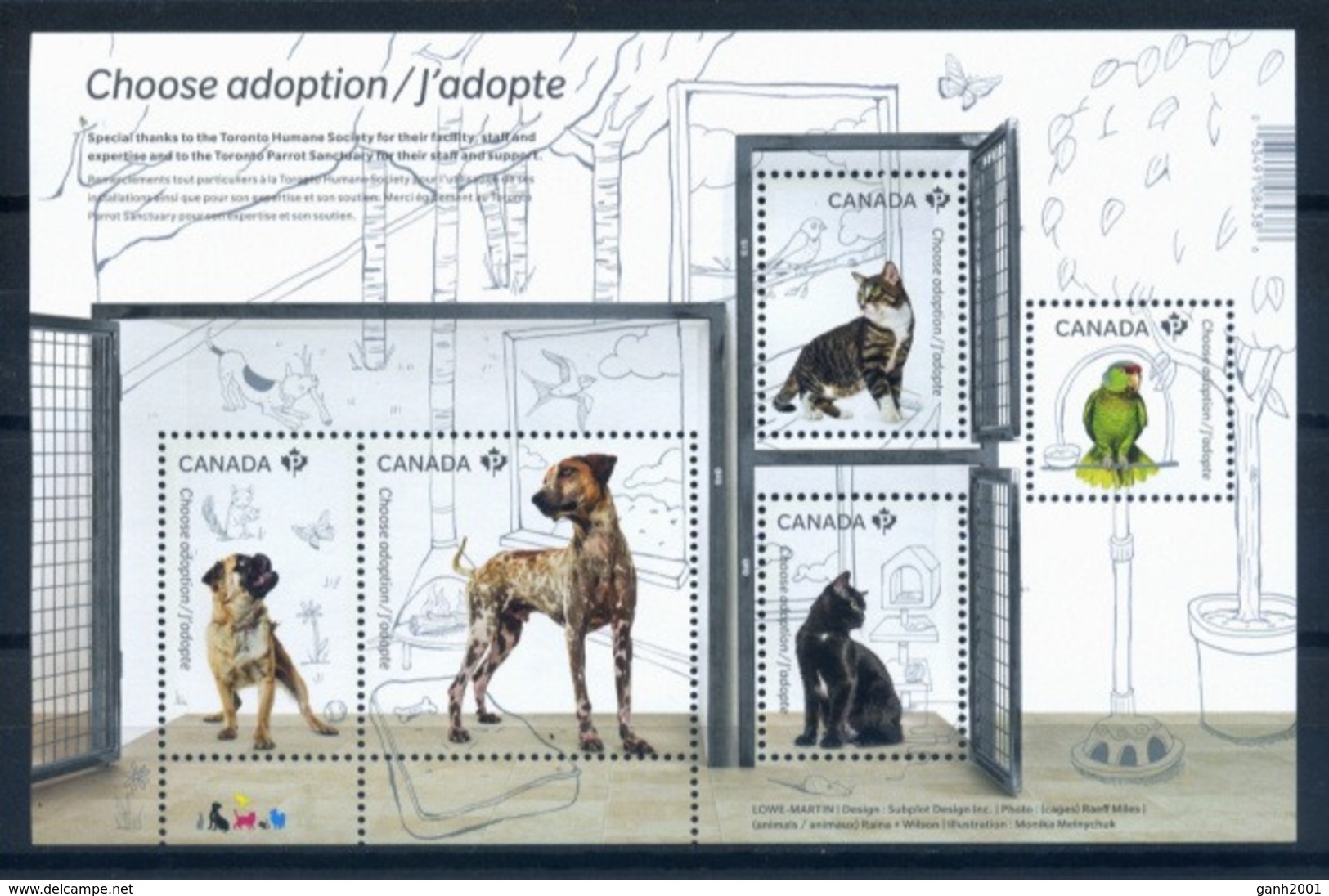 Canada 2013 / Pets Birds Dogs Cats MNH Perros Aves Gatos Hunde Vögel Katzen / C8316   2-1 - Hunde