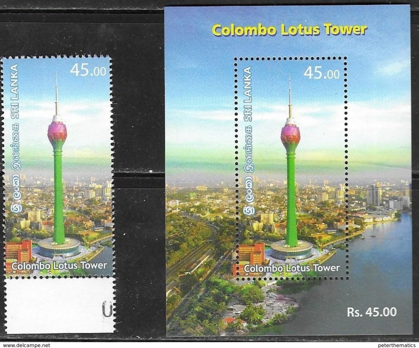 SRI LANKA, 2019, MNH,  TOWERS, COLOMBO LOTUS TOWER, CITY PANORAMIC VIEW, 1v+ S/SHEET - Other & Unclassified