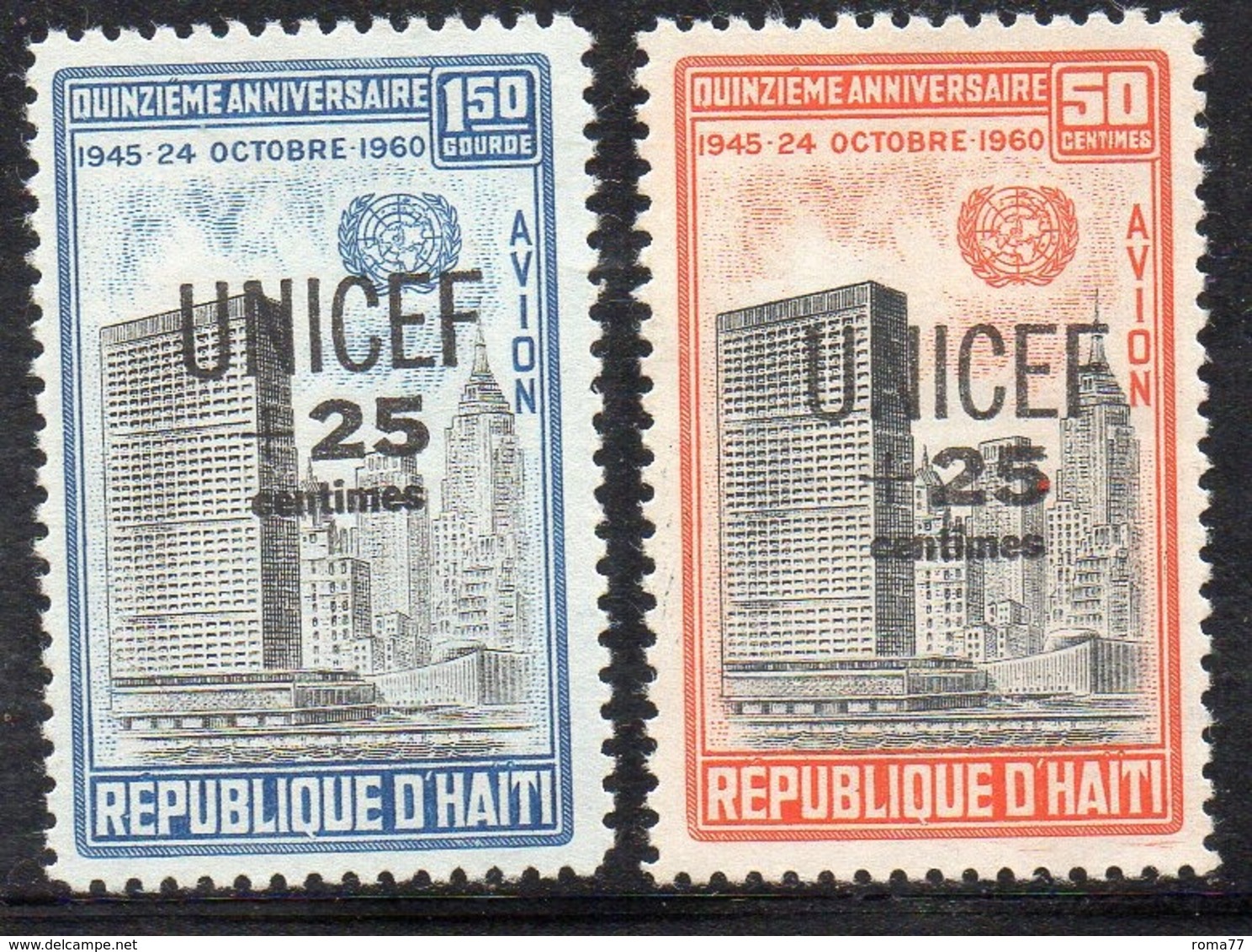 APR2975- HAITI 1961 , Posta Aerea Serie Yvert N. 218/219  ***  MNH  (2380A)  Unicef - Haiti