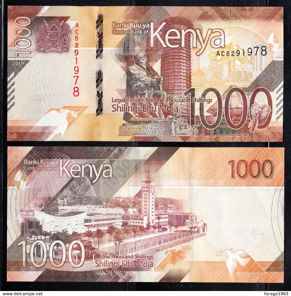 2019 Kenya ***NEW*** 1000 Shilling Note Parliament Architecture Elephant UNCIRCULATED - Kenya