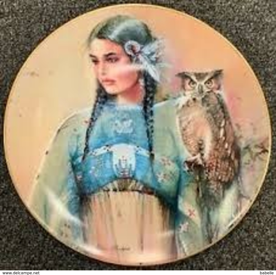 Assiette Porcelaine " PRINCESSE De La SAGESSE Avec Hibou "Frnklin Mint - Popular Art