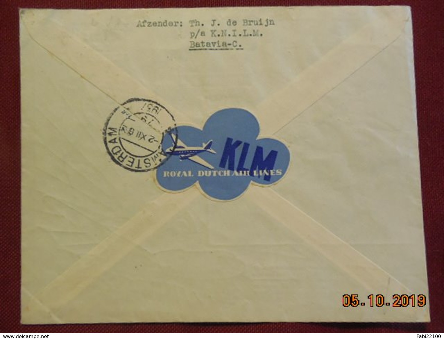 Lettre En Poste Aerienne De Batavia à Destination D'Amsterdam De 1937 - Niederländisch-Indien