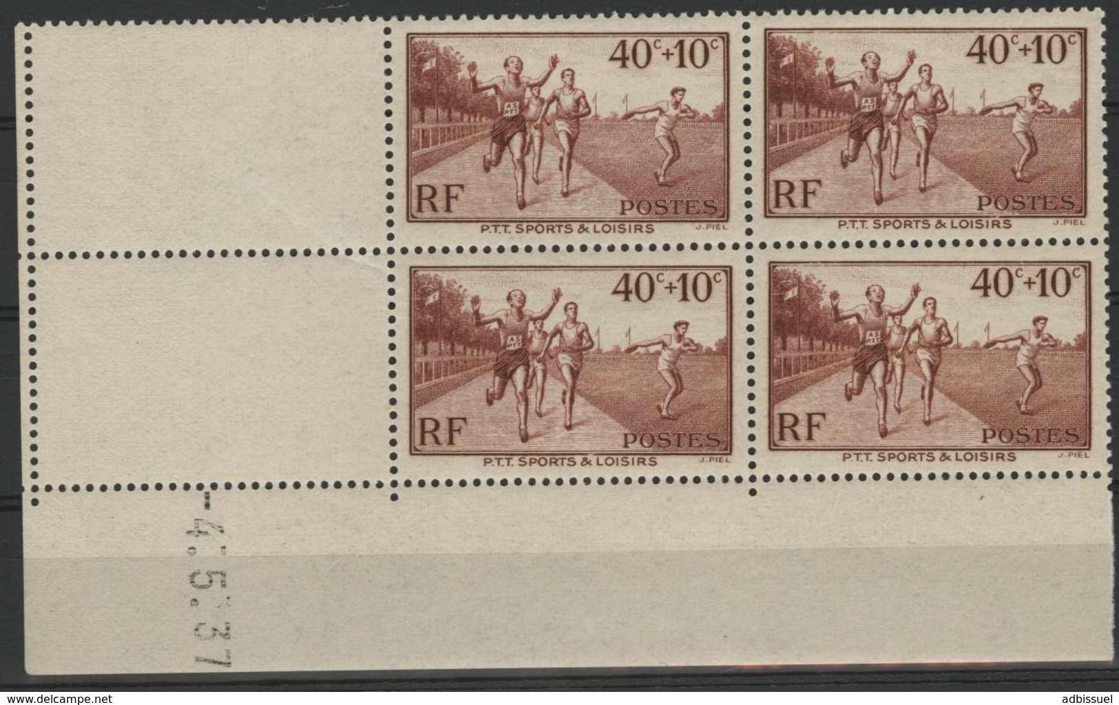 1937 / N°346 SPORTS X4 Bloc De Quatre Avec Coin Daté Du 4/5/37. Neufs Sans Charnières ** (MNH). Cote 14€. TB - 1930-1939