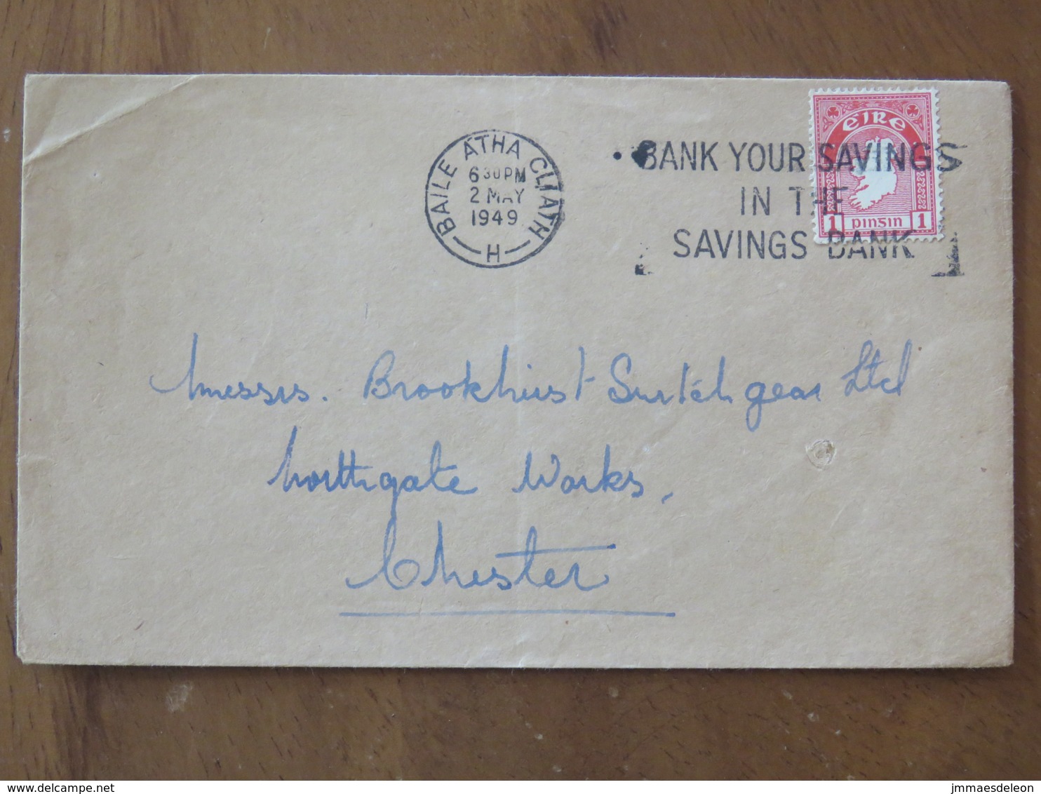 Ireland 1949 Cover Baile Atha To England - Map - Bank Slogan - Briefe U. Dokumente