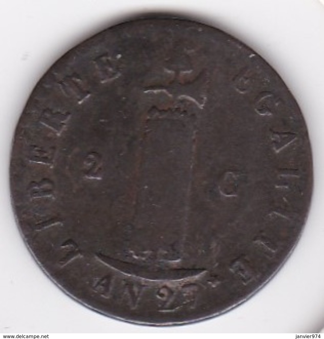 République D’Haiti , 2 Centimes 1830 AN 27. En Cuivre,  KM# A22 - Haïti