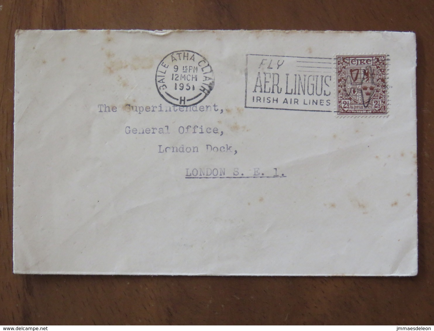 Ireland 1951 Cover Baile Atha To England - Arms - Music - Plane Slogan - Lettres & Documents