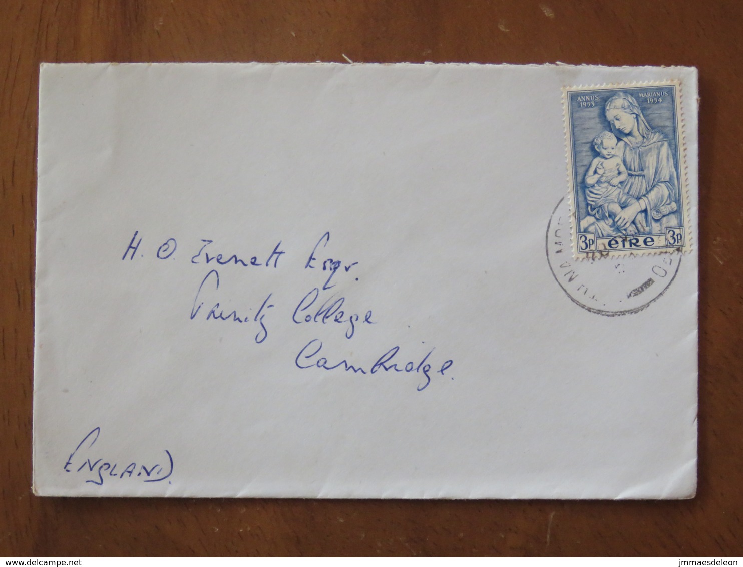 Ireland 1954 Cover To England - Madonna By Della Robbia - Marian Year - Storia Postale