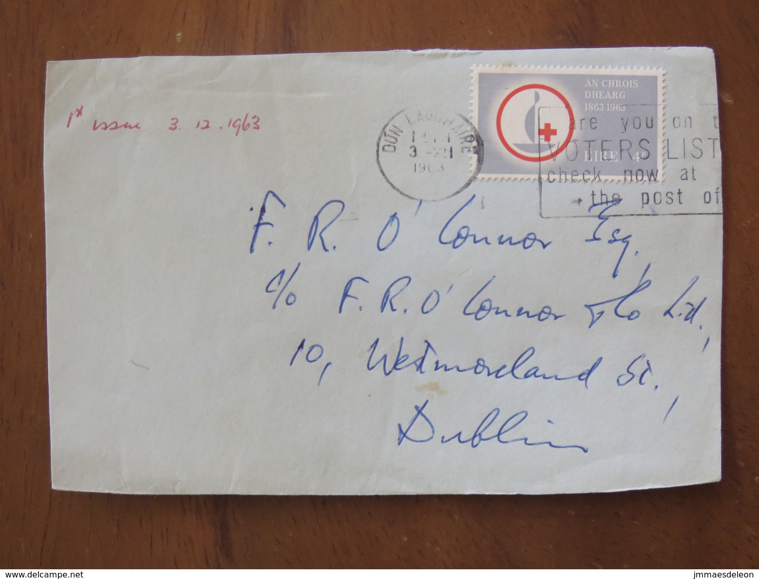 Ireland 1963 Front Of FDC Cover To Dublin - Red Cross - Covers & Documents