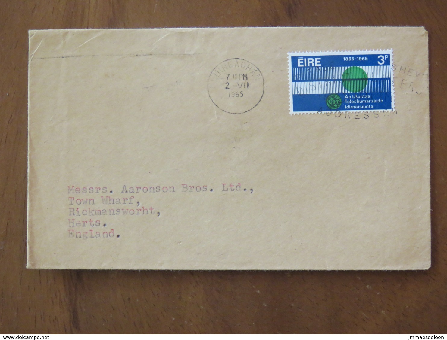 Ireland 1965 Cover To England - Telecomunications ITU - Storia Postale