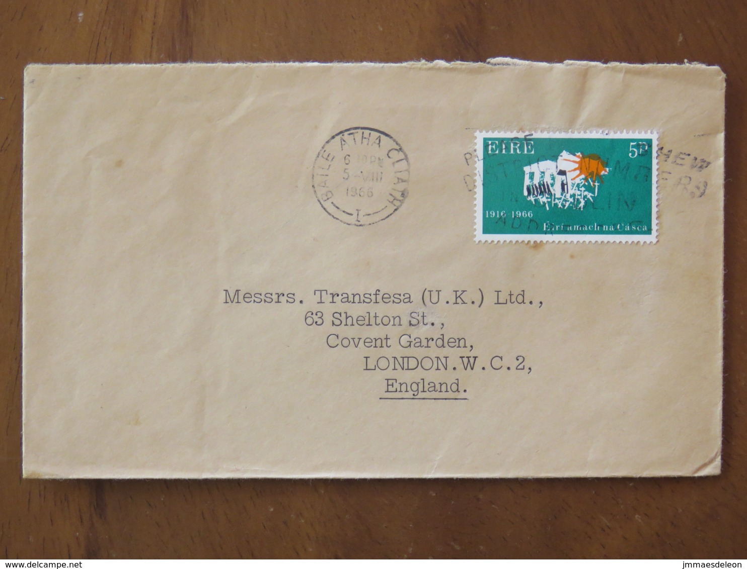 Ireland 1966 Cover Baile Atha To England - Lives Lost In Fight For Independence - Lettres & Documents