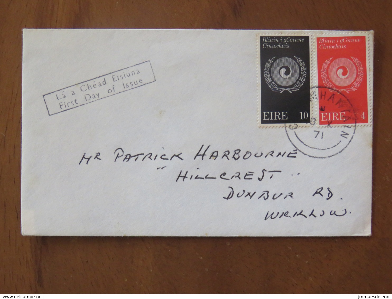 Ireland 1971 FDC Cover To England - Racial Equality Emblem - Lettres & Documents
