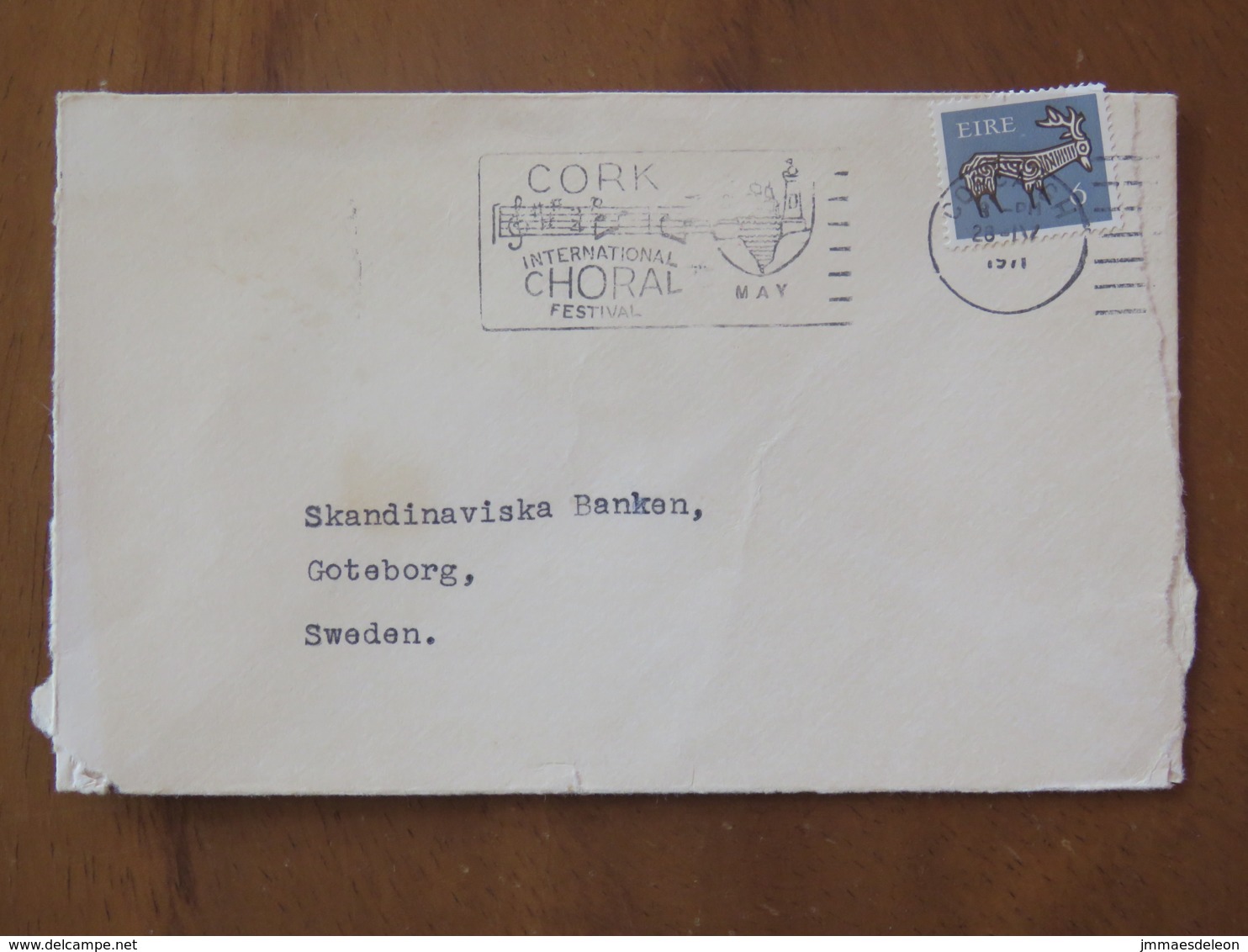 Ireland 1971 Cover To Sweden - Deer - Choral Music Cork Slogan - Lettres & Documents