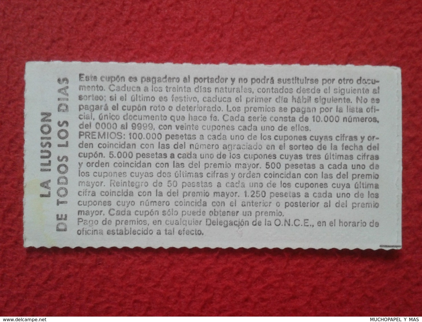 CUPÓN DE ONCE SPANISH LOTTERY CIEGOS SPAIN LOTERÍA ESPAÑA 1985 AUTOMOVILISMO COCHE CAR MOTORING CARS FIAT S74 CORSA VER - Billetes De Lotería