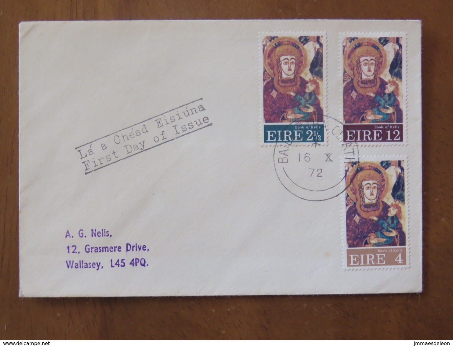 Ireland 1972 FDC Cover To England - Madonna And Child - Book Opf Kells - Lettres & Documents