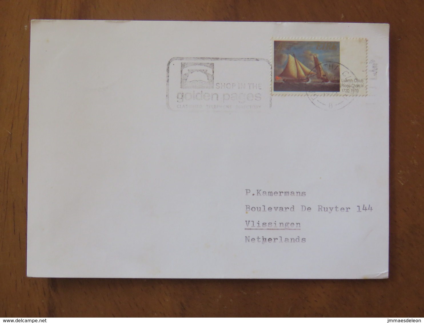 Ireland 1974 Card To Holland - Sailing Ship Painting - Phone Guide Slogan - Briefe U. Dokumente