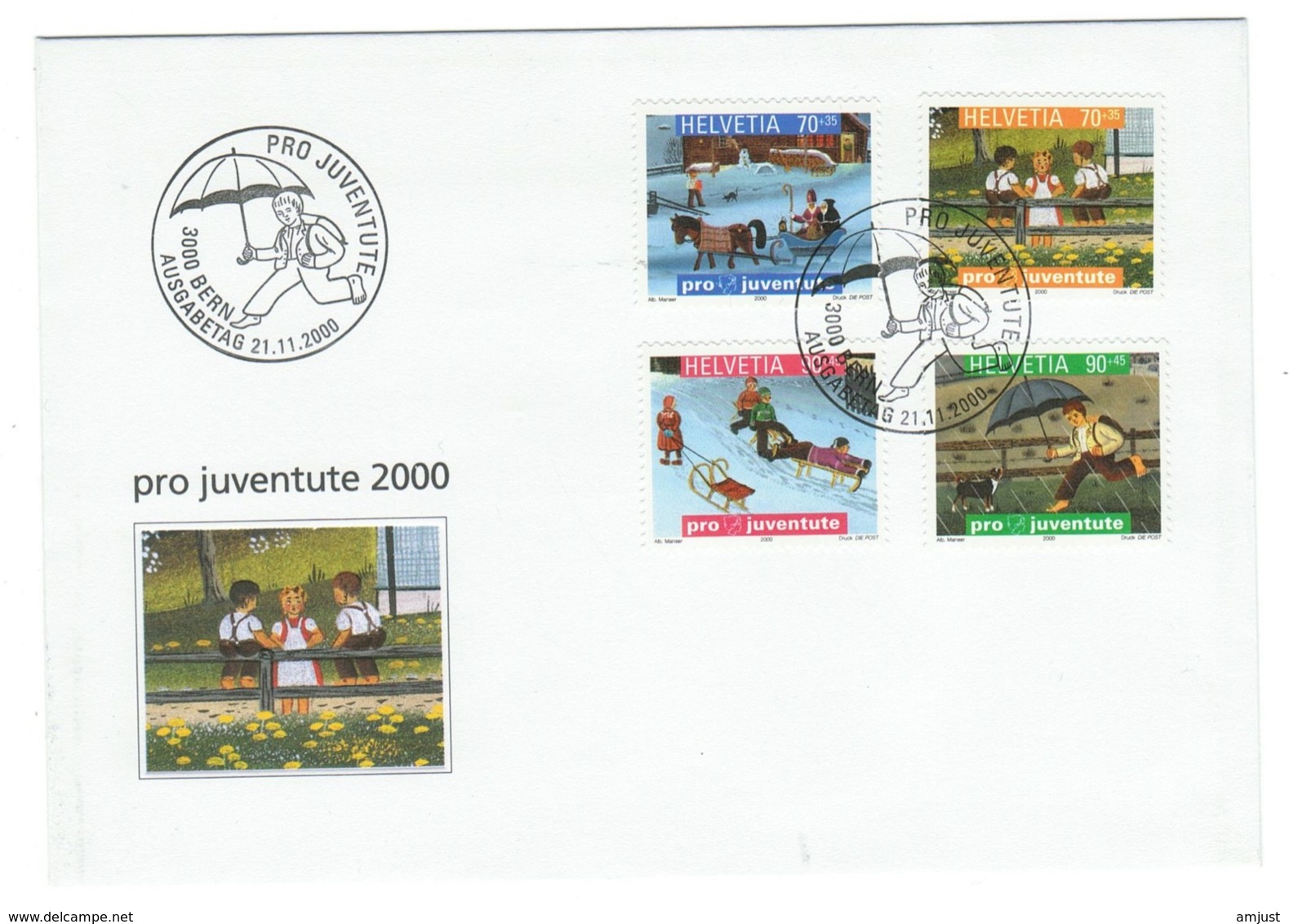 Suisse//Schweiz//Svizerra // Switzerland// Pro- Juventute // 2000 // Lettre (FDC) Avec Série Oblitérée 1er Jour - Briefe U. Dokumente