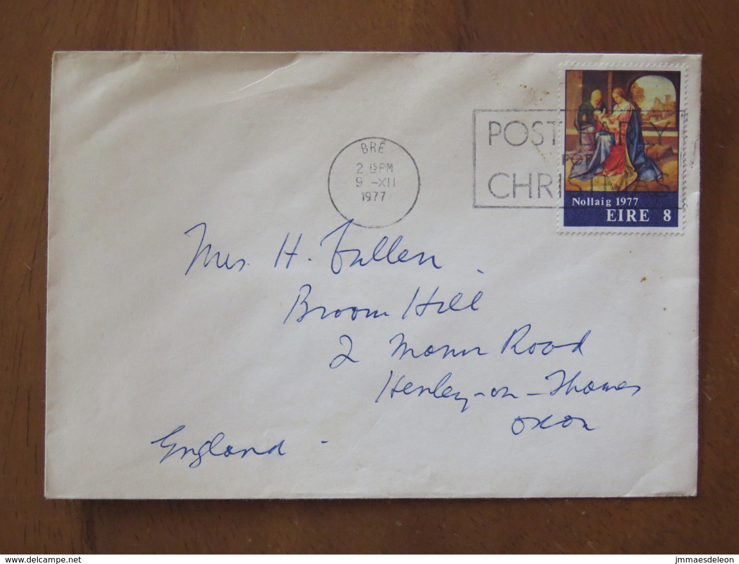 Ireland 1977 Cover Bre To England - Christmas Painting - Cartas & Documentos