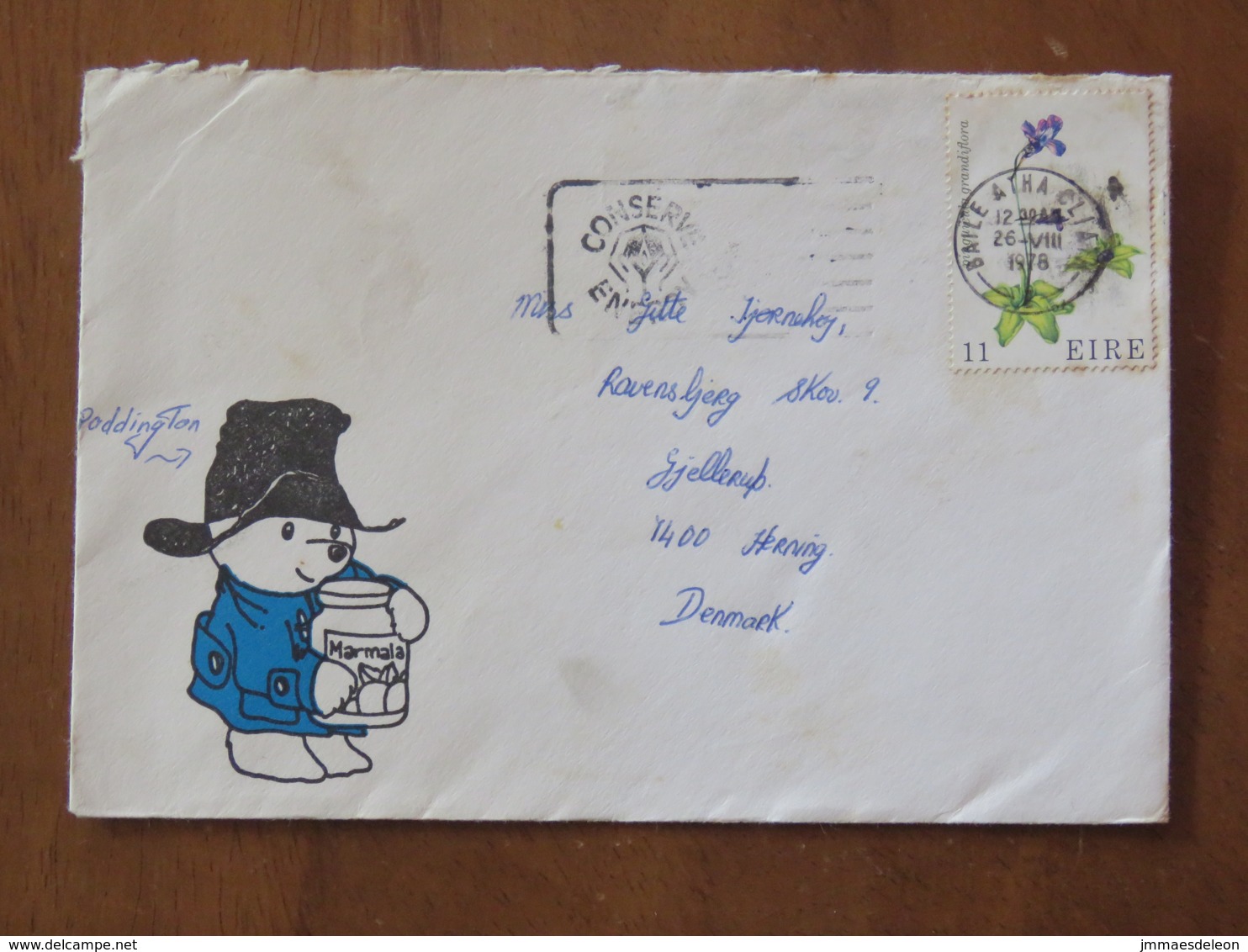 Ireland 1978 Cover Baile Atha To Denmark - Flowers - Teddy Bear Cartoon - Lettres & Documents