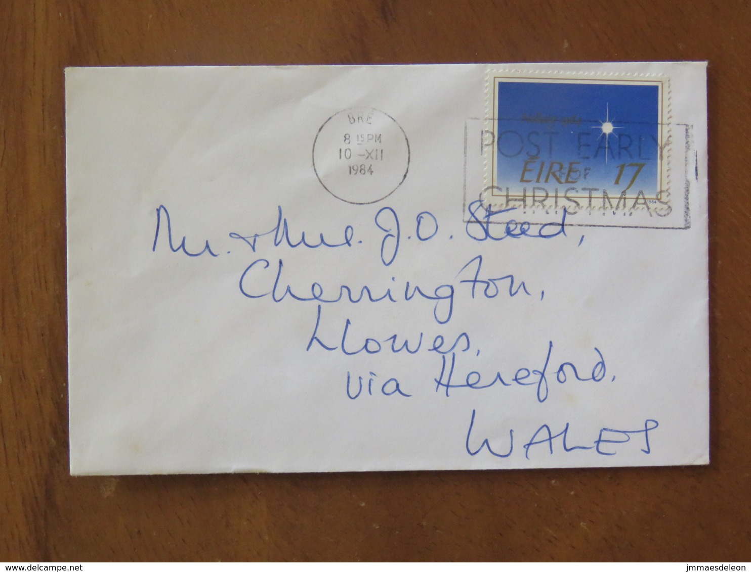 Ireland 1984 Cover Bre To England - Christmas Star - Covers & Documents