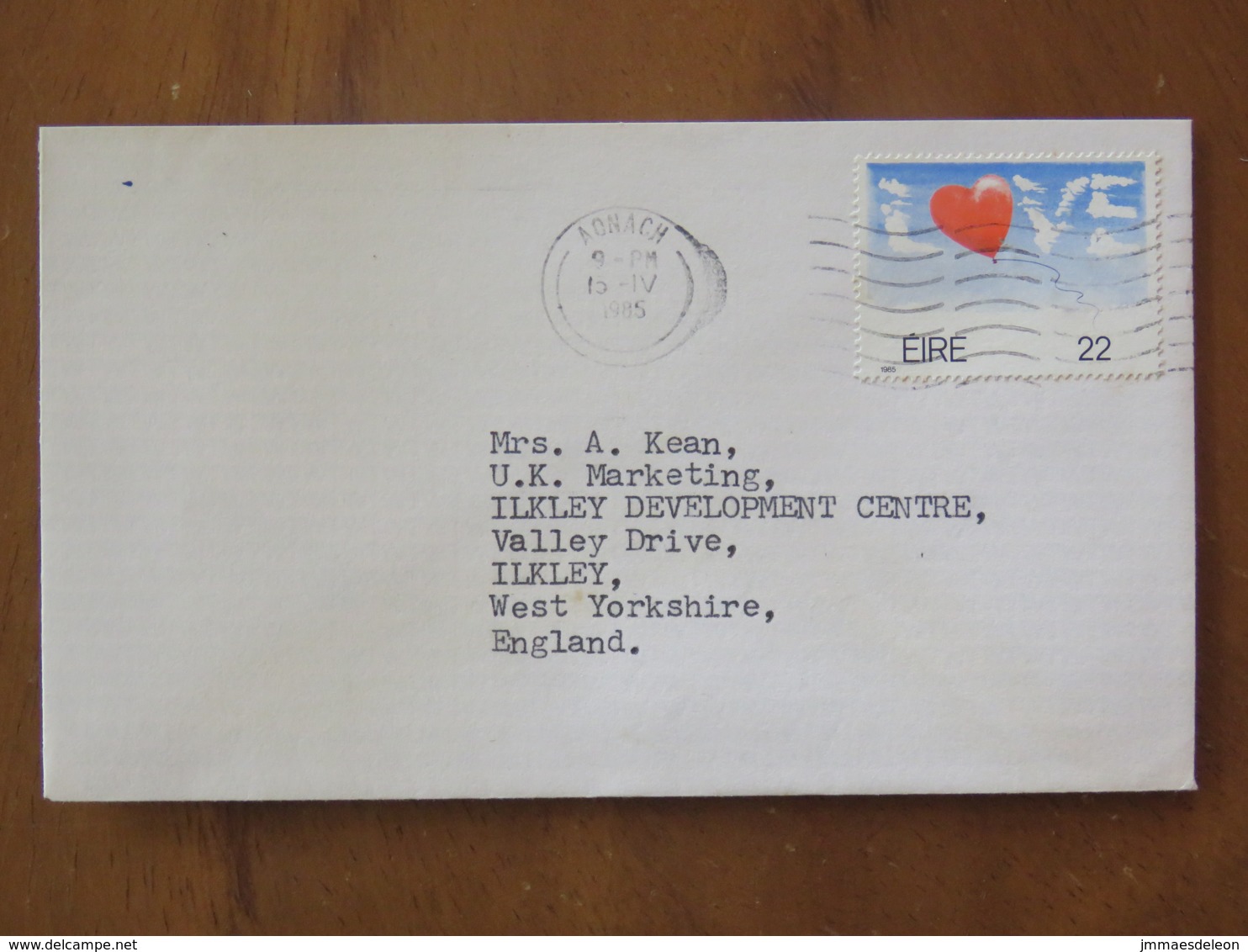 Ireland 1985 Cover Adnach To England - LOVE - Heart - Lettres & Documents