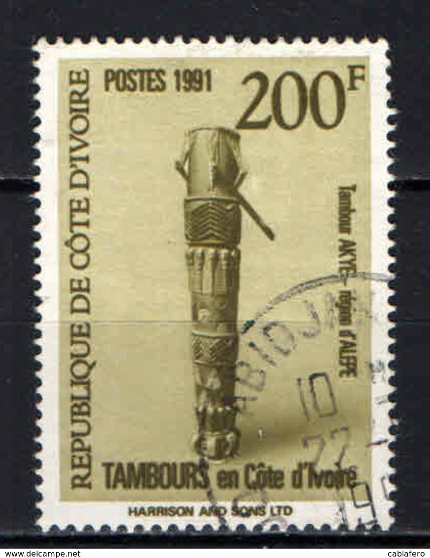 COSTA D'AVORIO - 1991 - TAMBURO TRIBALE: AKYE - USATO - Côte D'Ivoire (1960-...)