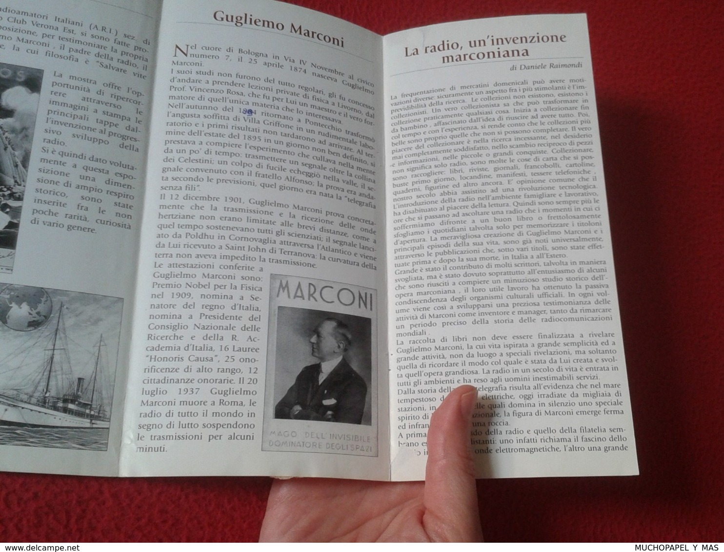 FOLLETO 1998 TRÍPTICO A.R.I. VERONA RADIO CLUB EST. S. MARTINO B.A. ITALIA ITALY INVENZIONE MARCONIANA GUGLIELMO MARCONI - Sin Clasificación