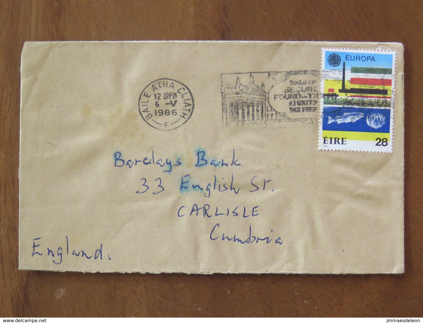Ireland 1986 Cover Baile Atha To England - Europa CEPT Fish - Lettres & Documents