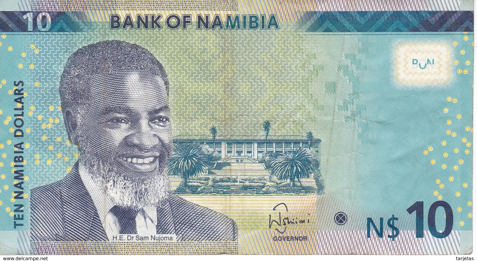 BILLETE DE NAMIBIA DE 10 DOLLARS DEL AÑO 2015 (BANKNOTE) GACELA-DEER - Namibia