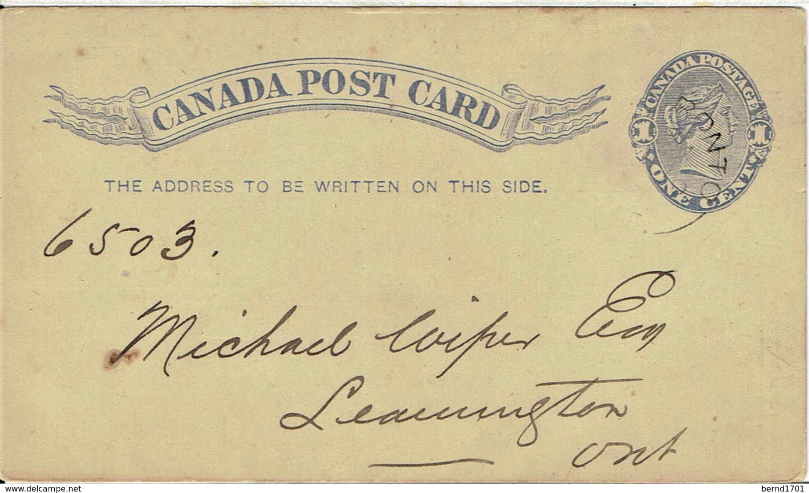 Kanada / Canada - Ganzsache Postkarte Echt Gelaufen / Postcard Used (T427) - 1860-1899 Règne De Victoria