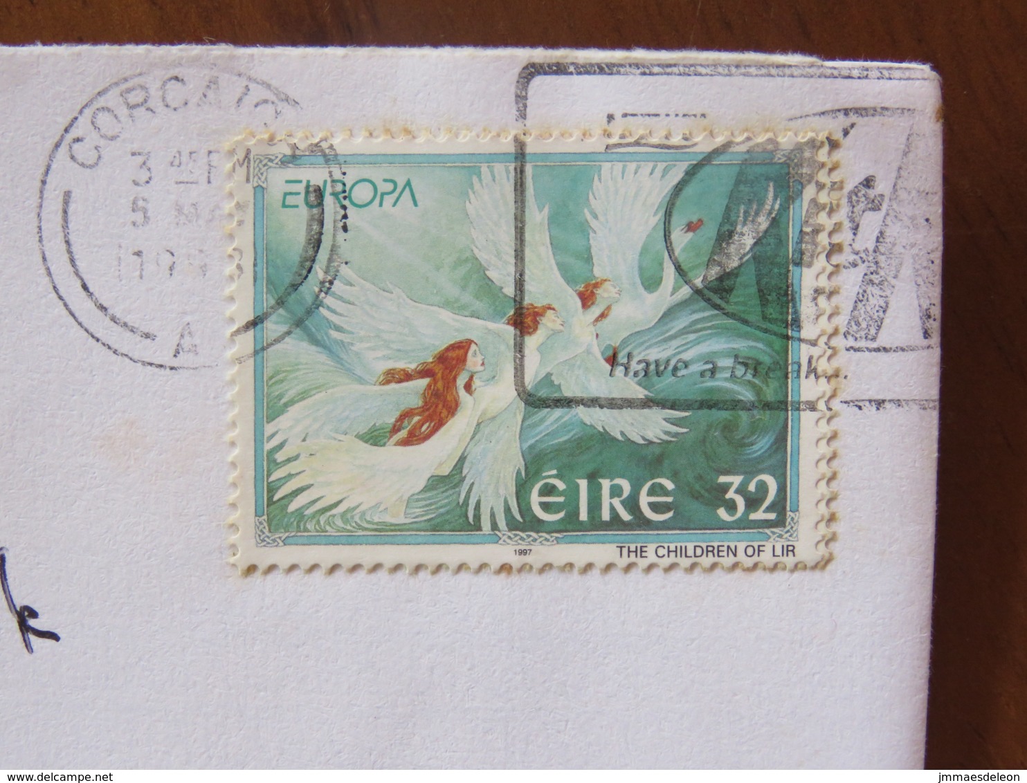 Ireland 1987 Cover Corcaigh To England - Europa - Fairy Tales (2 Stamps One On The Other) - Lettres & Documents