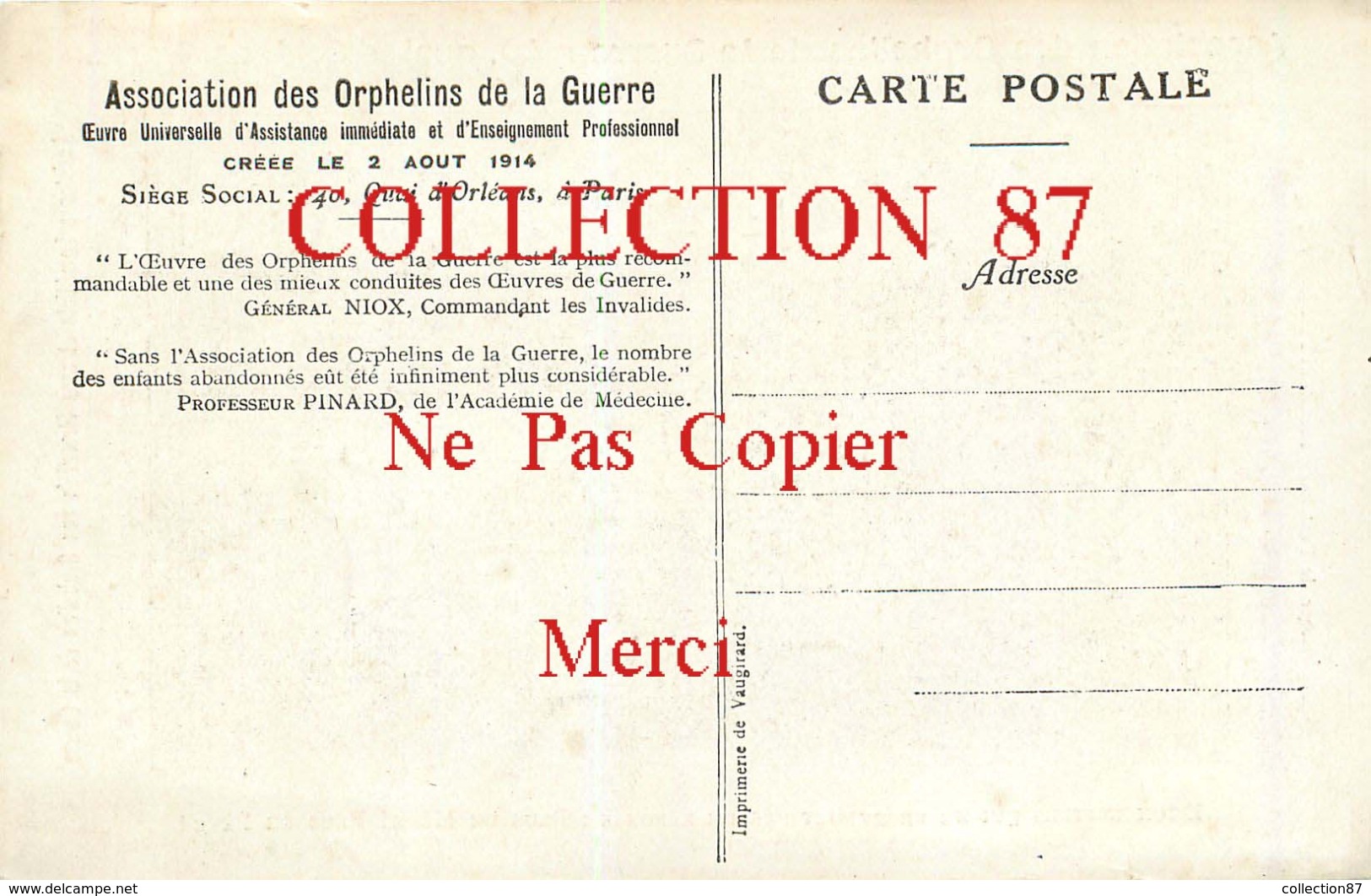 ☺♦♦ ASSOCIATION Des ORPHELINS De La GUERRE 14-18 - ENFANTS ECRIVANT Une LETTRE Qui Ne RECEVRONT Pas De REPONSE - Guerre 1914-18