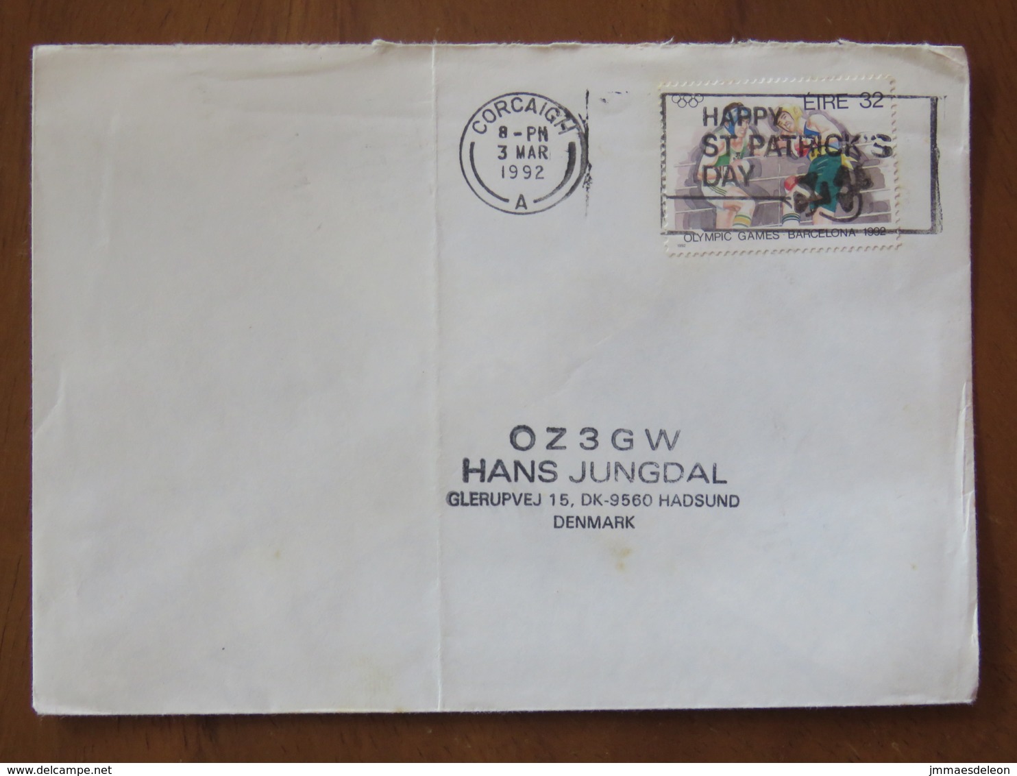 Ireland 1992 Cover Corcaigh To Denmark - Olympic Games Barcelona Boxing - Lettres & Documents