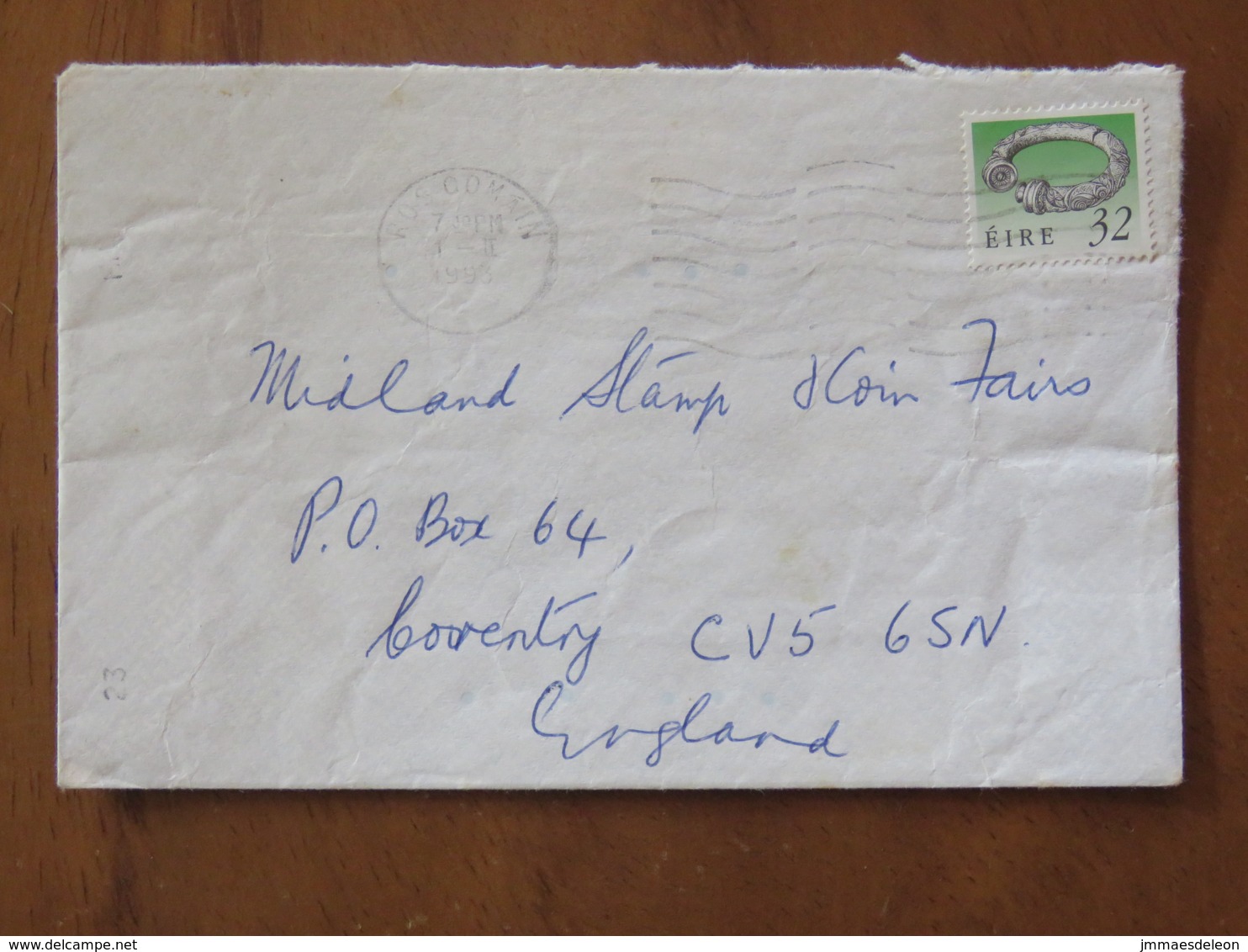 Ireland 1993 Cover Ros Comain To England - Collar - Covers & Documents