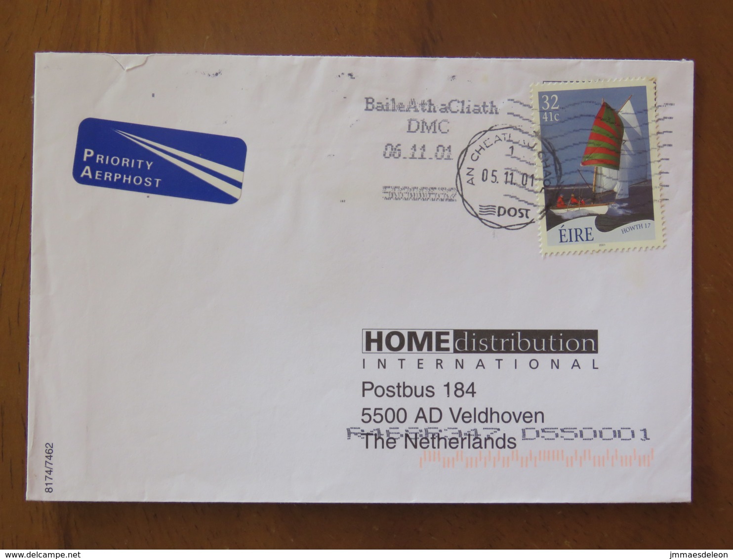 Ireland 2001 Cover Baile Atha To Holland - Sailboats - Boat - Lettres & Documents