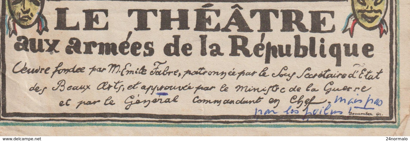 Guerre De 14-18 : Programme Du Théatre Aux Armées De La République 1917 - Documents Historiques