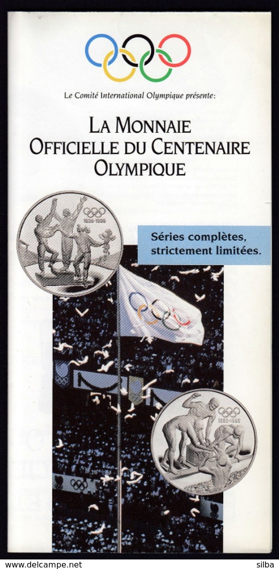 France 1993 / Olympic Games Atlanta 1996 / Silver And Gold Coins / Champions, Team Swimming / Prospectus, Brochure - Französisch