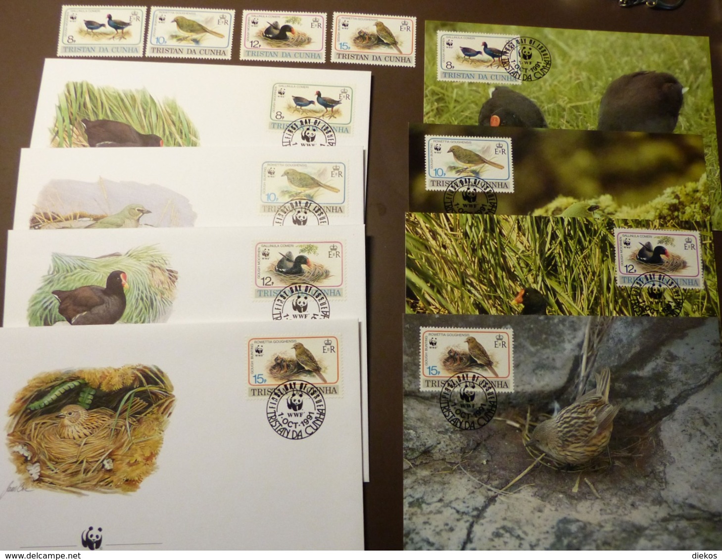Tristan Da Cunha 1991 Birds Vögel Oiseaux Ucelli WWF Gough Bunting Maxi Card FDC MNH ** #cover 4982 - Colecciones & Series