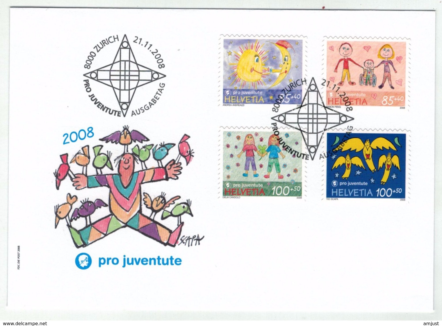 Suisse//Schweiz//Svizerra // Switzerland// Pro- Juventute // 2008 // Lettre (FDC) Avec Série Oblitérée 1er Jour - Lettres & Documents