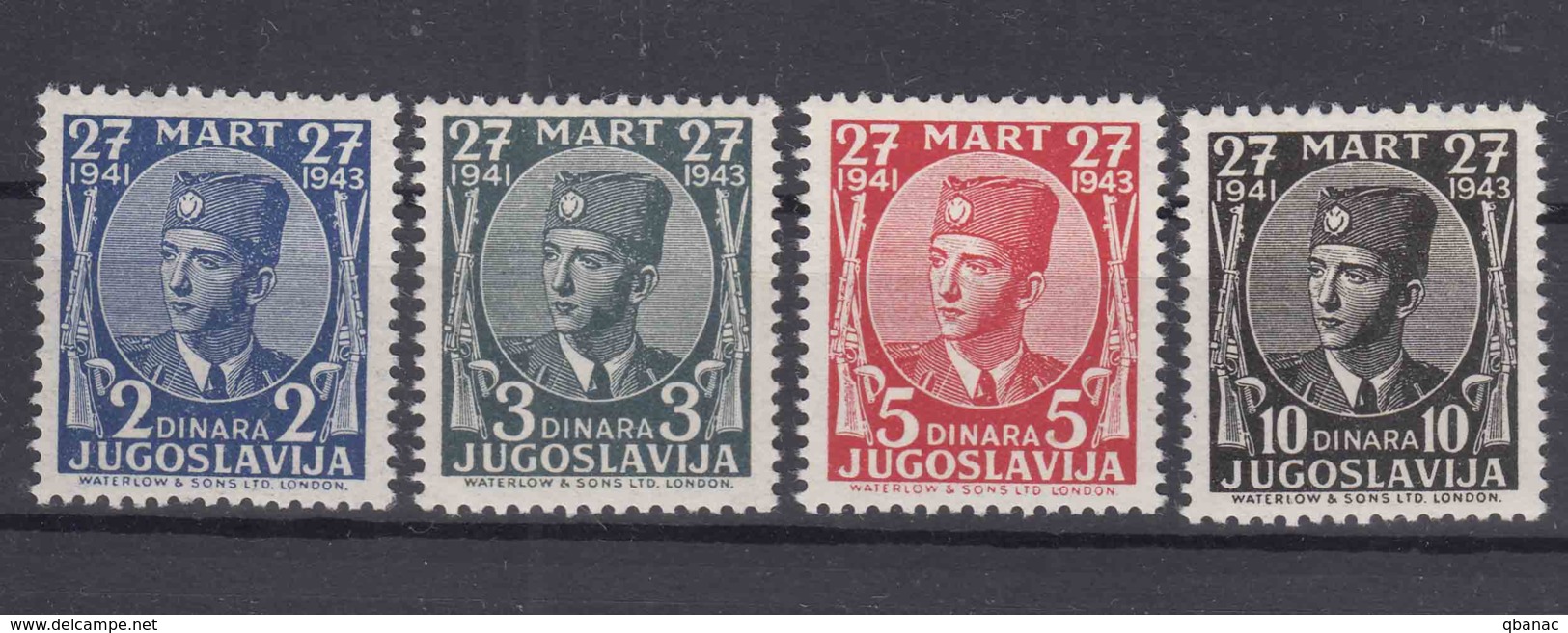 Yugoslavia Kingdom, King In Exile, London Issue 1943 Mi#441-444 Mint Never Hinged - Nuovi