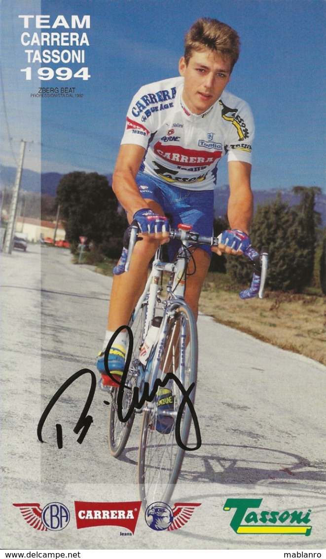 CARTE CYCLISME BEAT ZBERG SIGNEE 1994 FORMAT 12 X 20 - Ciclismo