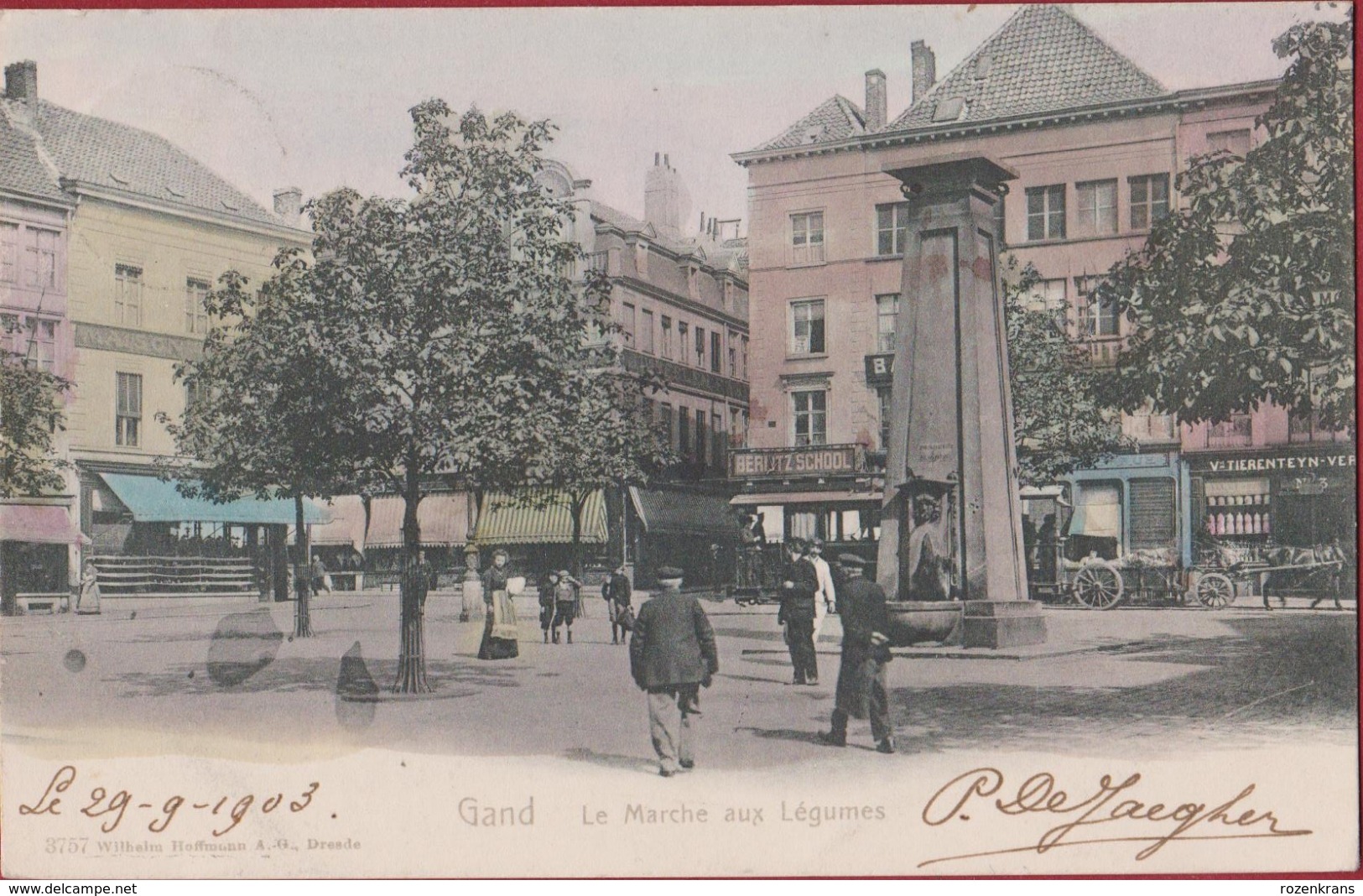 Gent Gand - Le Marche Aux Legumes Groentenmarkt Ingekleurd Chromatografie 1903 W. Hoffmann Dresden Geanimeerd - Gent