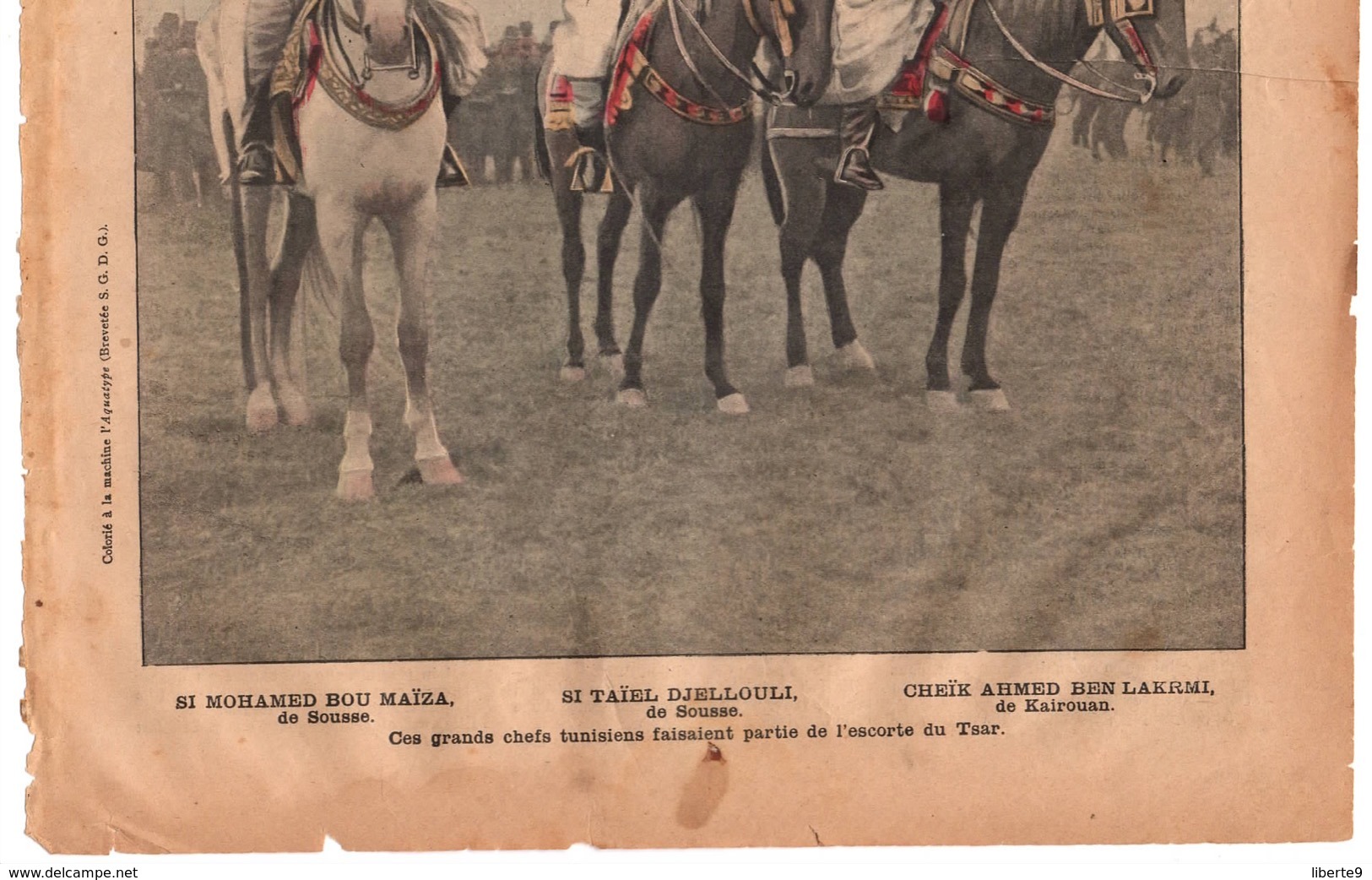 Tunisie 1900 1er Page Extraite D'une Revue 1 Feuille 24x32cm Caïd Grand Chef Tunisien à Cheval Sousse Kairouan - Casa & Decoración