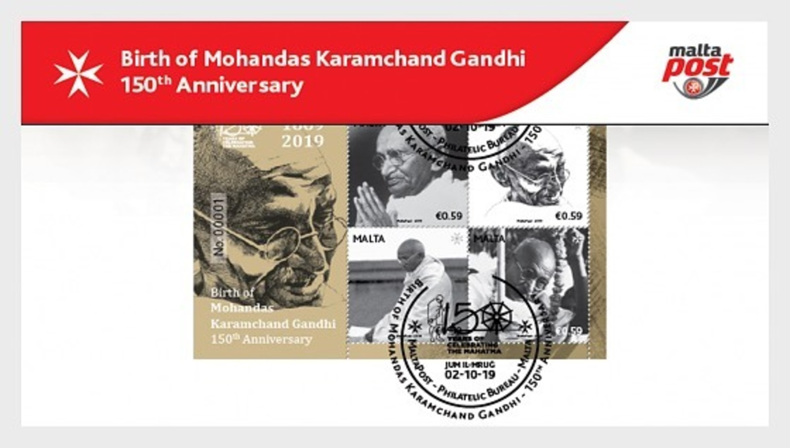 H01 Malta 2019 Birth Of Mohandas Karamchand Gandhi - 150th Anniversary Collectibles - Malta (Orden Von)