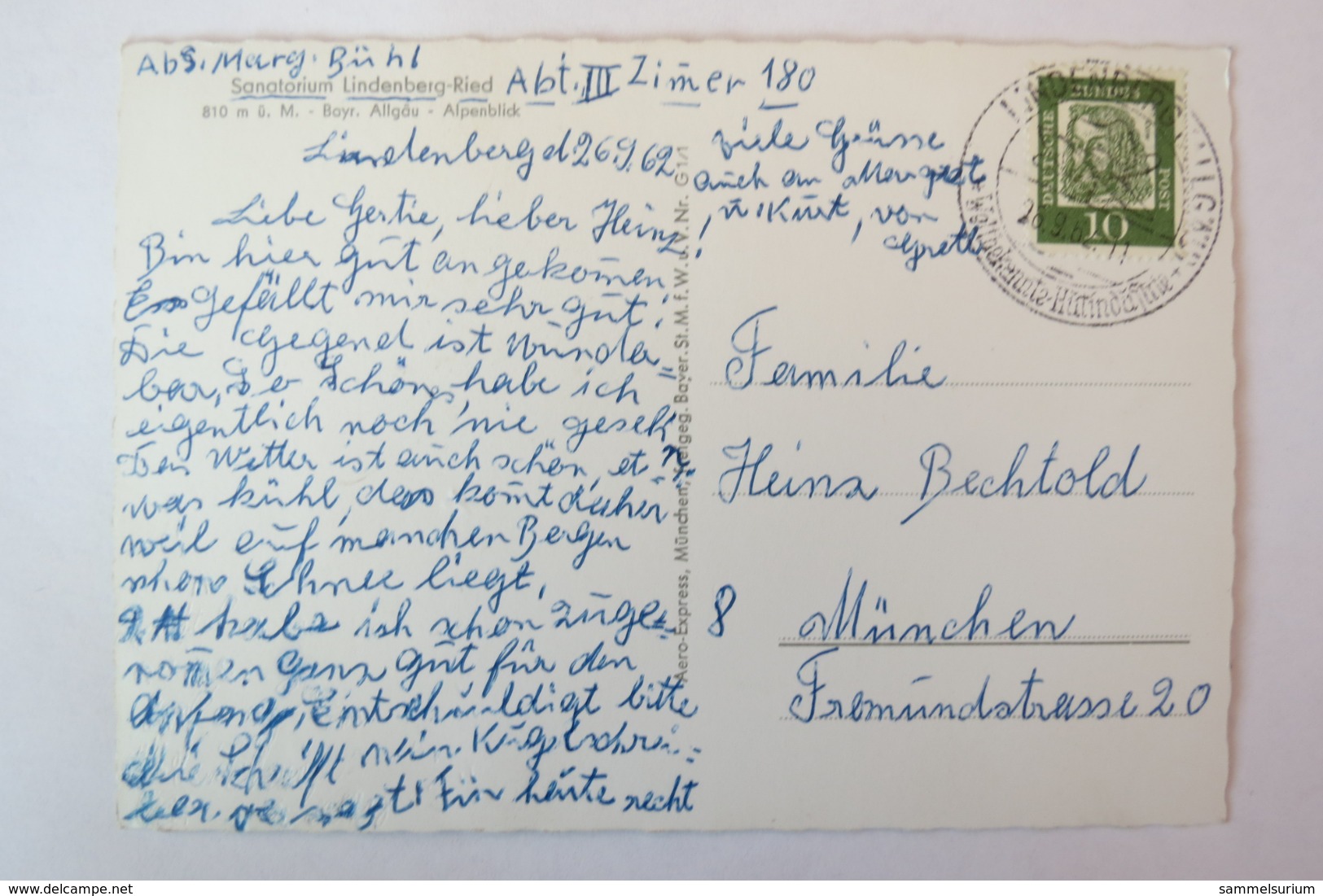 (11/3/72) Postkarte/AK "Lindenberg-Ried" Sanatorium Im Bayr. Allgäu, Alpenblick - Lindenberg I. Allg.