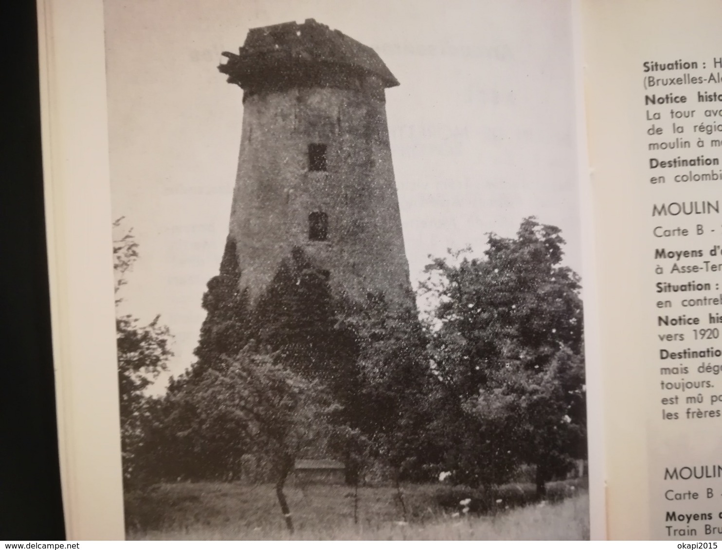 MOULIN À VENT MOULIN À EAU BRABANT WALLON BRABANT FLAMAND BRUXELLES  PETIT LIVRE RÉPERTOIRE DES MOULINS ANNÉE  1961