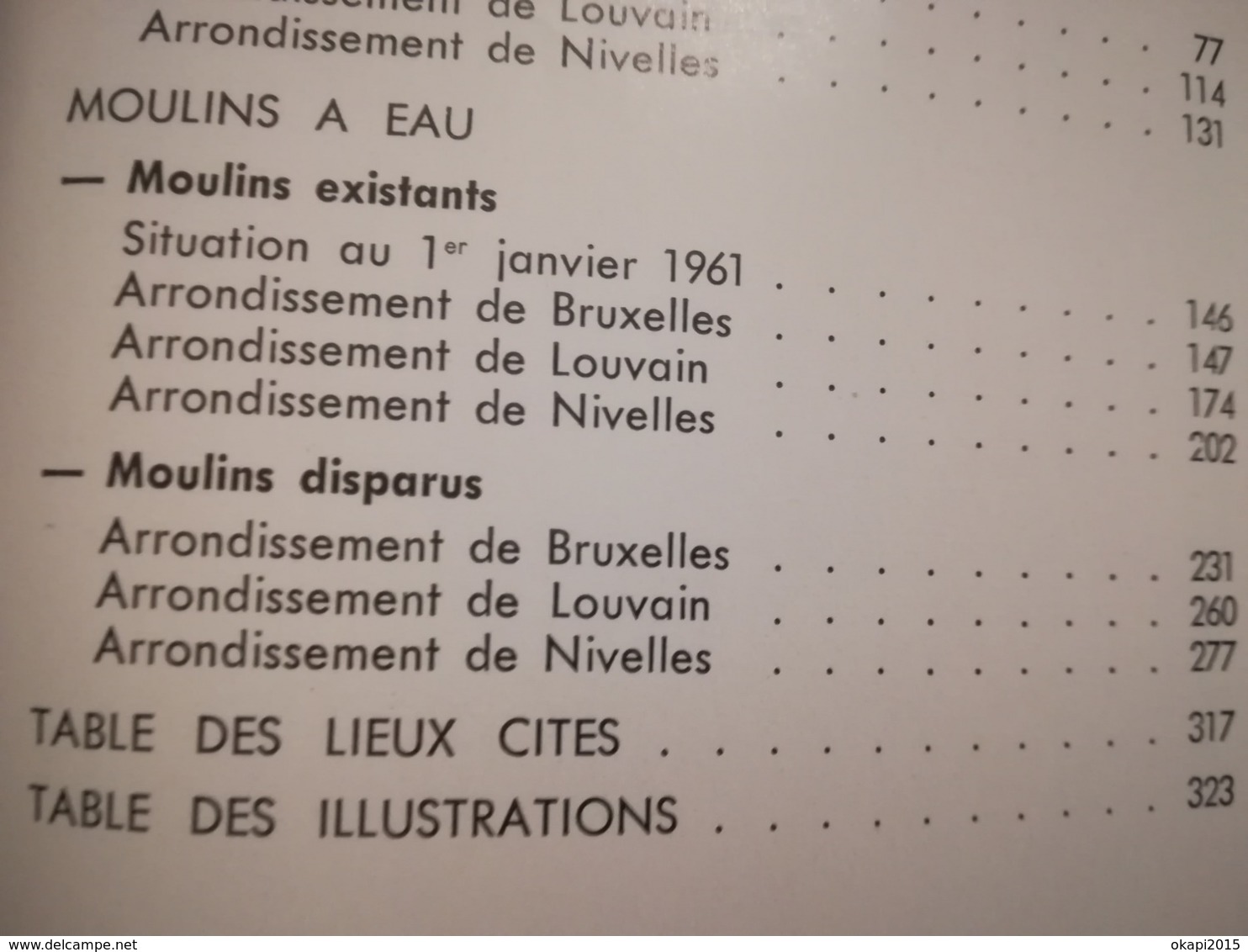 MOULIN À VENT MOULIN À EAU BRABANT WALLON BRABANT FLAMAND BRUXELLES  PETIT LIVRE RÉPERTOIRE DES MOULINS ANNÉE  1961