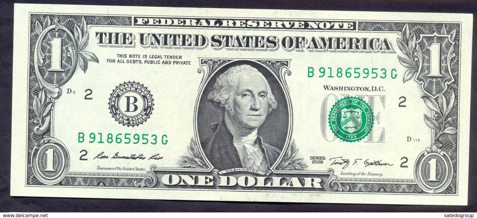 USA 1 Dollars 2009 B  - UNC # P- 530 < B - New York NY > - Bilglietti Della Riserva Federale (1928-...)