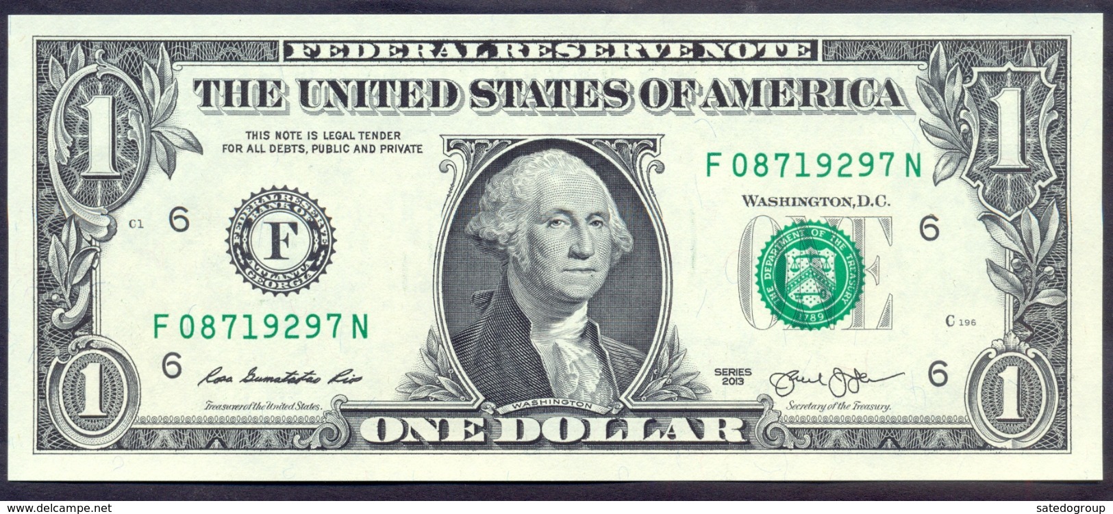 USA 1 Dollars 2013 F  - UNC # P- 537 < F - Atlanta GA > - Biljetten Van De  Federal Reserve (1928-...)