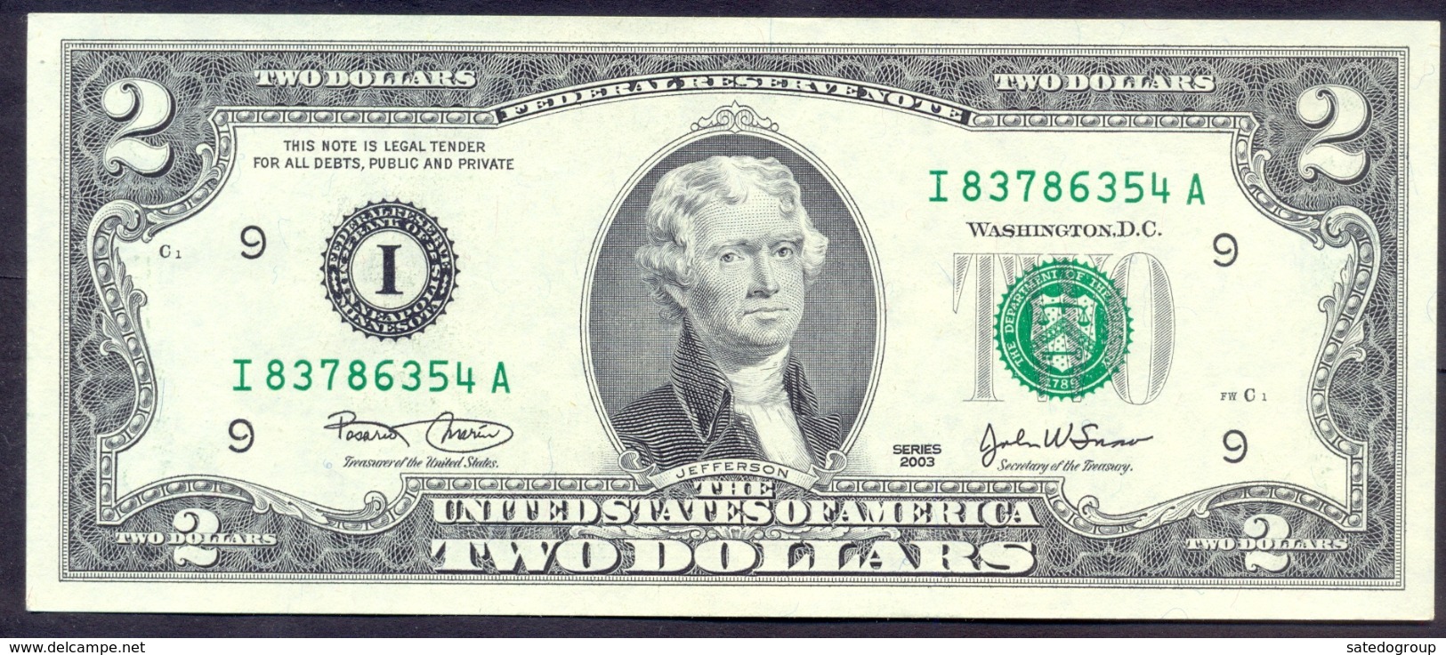 USA 2 Dollars 2003 I  - UNC # P- 516a < I - Minneapolis MN > - Bilglietti Della Riserva Federale (1928-...)