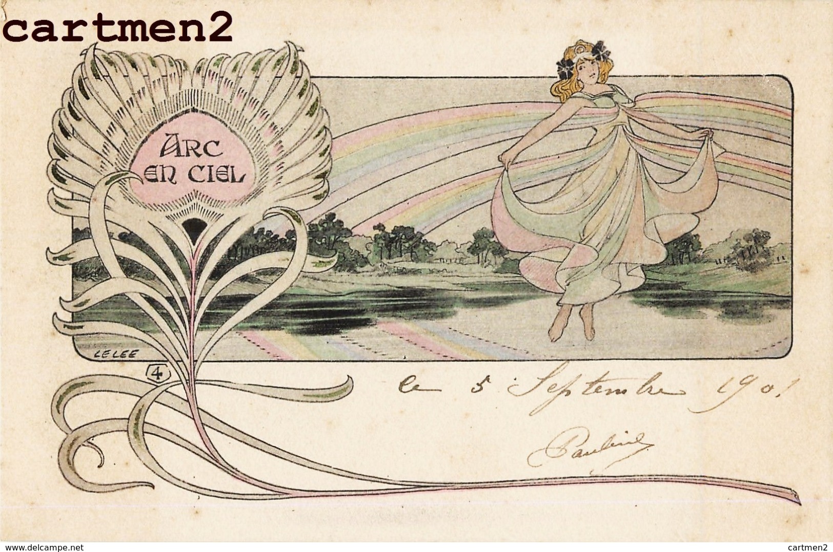 ILLUSTRATEUR LEO LELEE " ARC-EN-CIEL " SURREALISME FEMME NU EROTISME ART NOUVEAU 1900 - Other & Unclassified